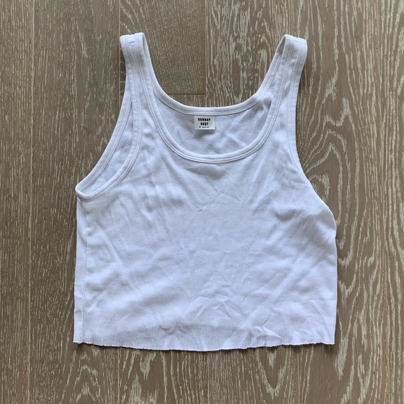 Sunday Best Carey Cropped Tank, Size S, White - Picture 1 of 3